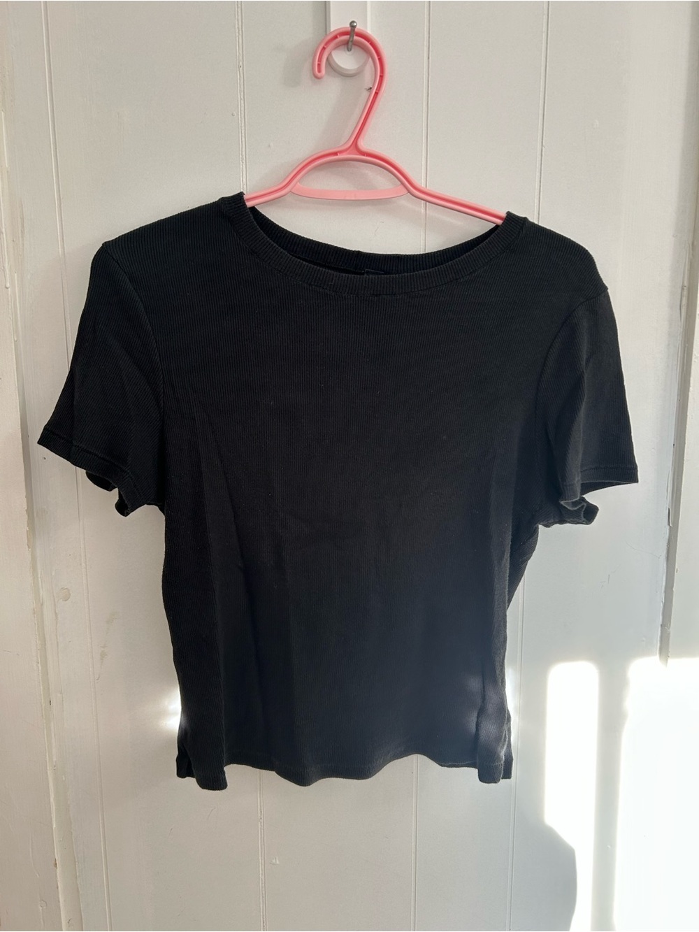 SKIMS Black Ribbed Short Sleeve Tee
